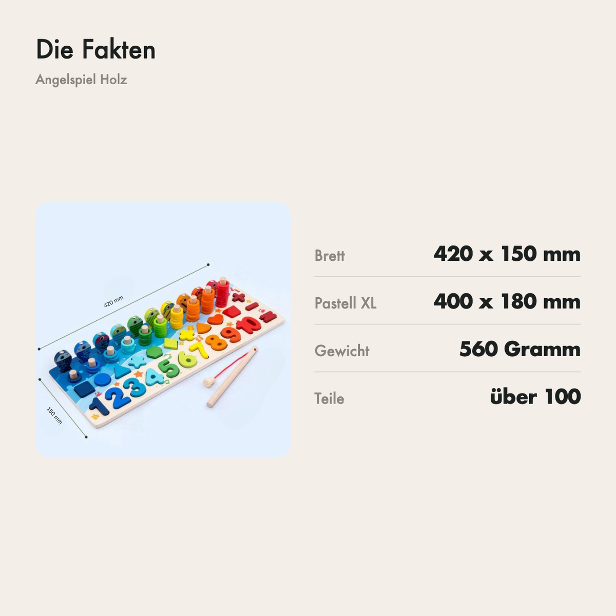 Maße des Brettes: 420 x 150 mm