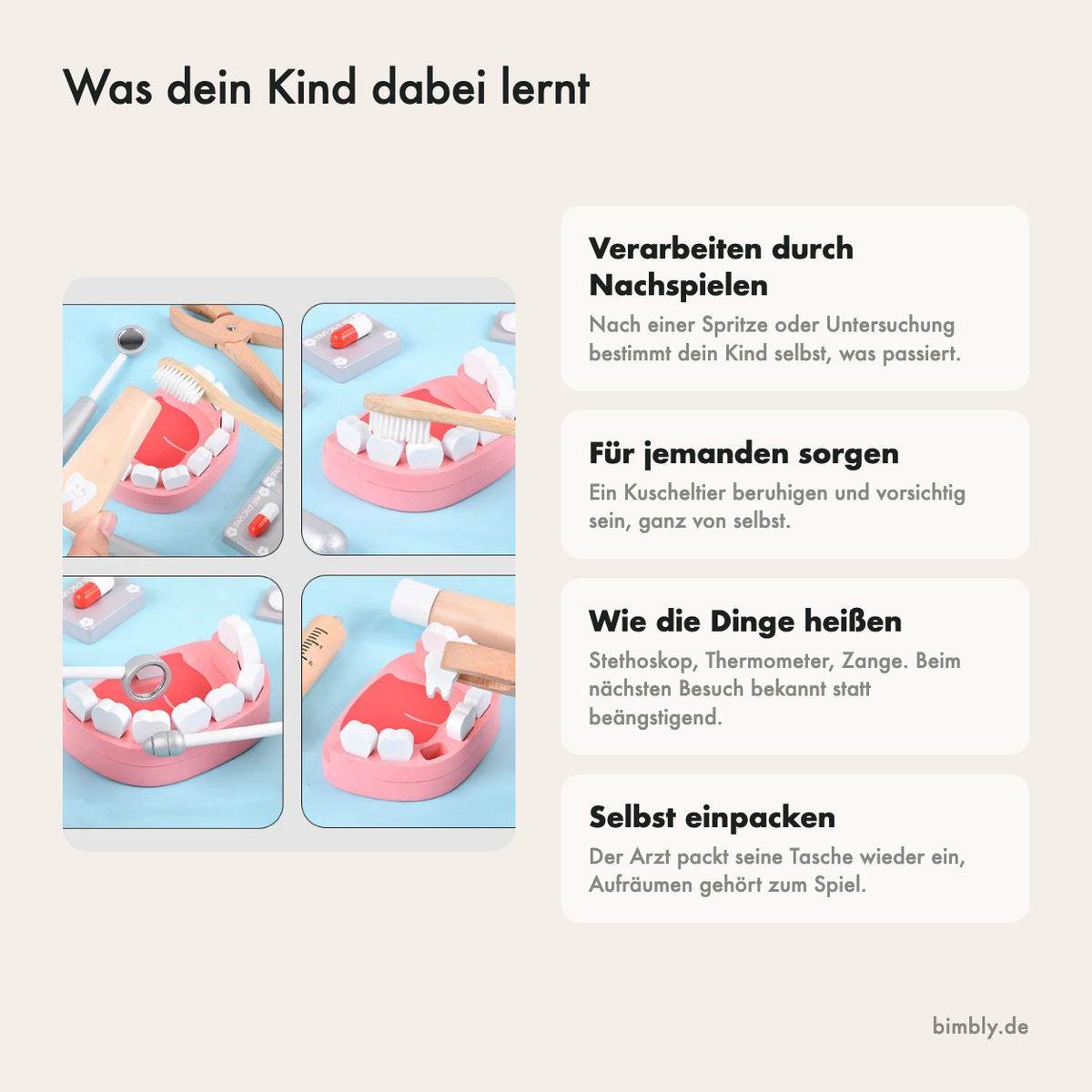 Was dein Kind mit dem Arztkoffer lernt: einen Besuch nachspielen, für jemanden sorgen, benennen und zusammen spielen