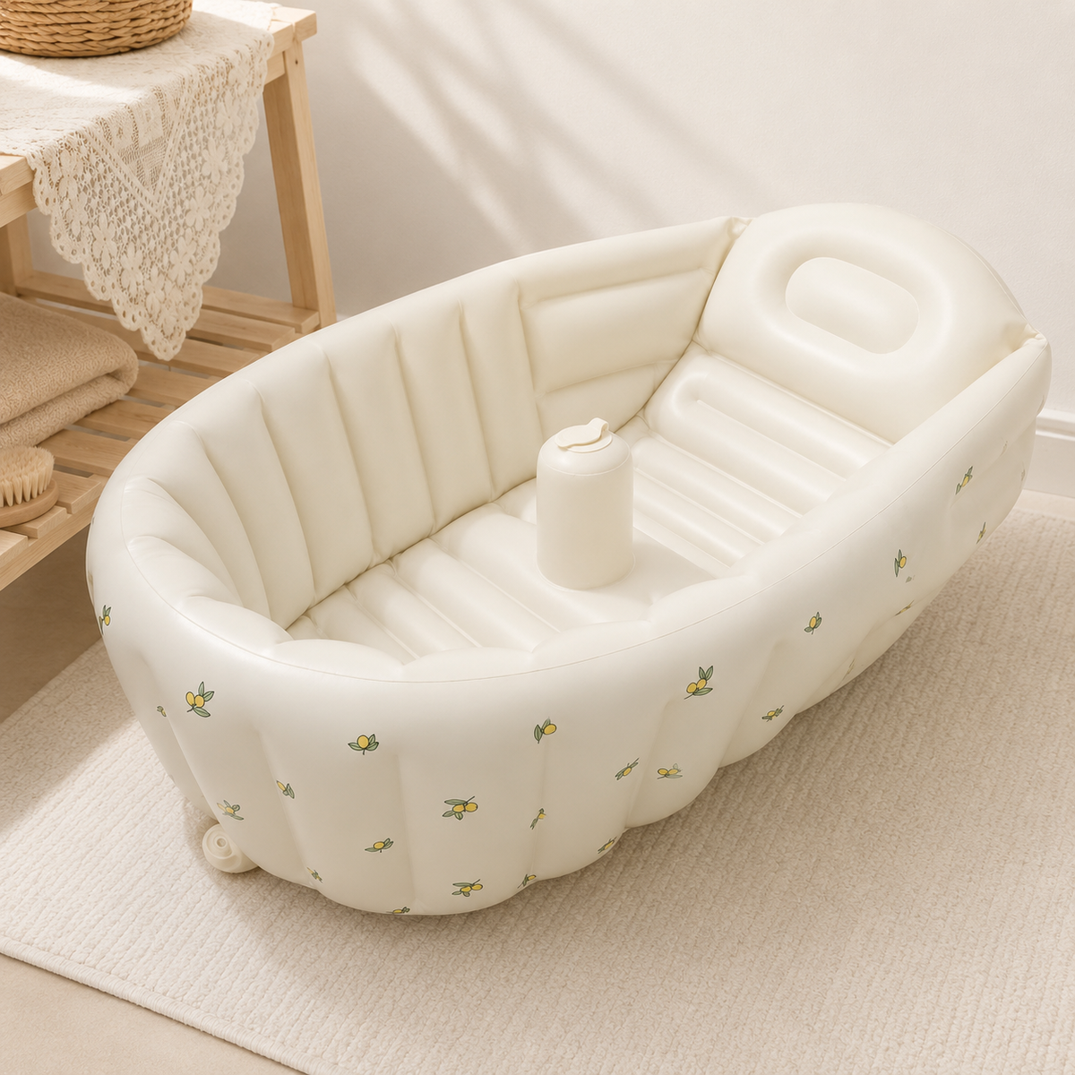 Aufblasbare Babybadewanne mit Olivenmuster