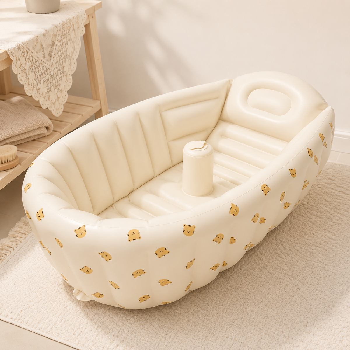 Aufblasbare Babybadewanne mit Tigermuster