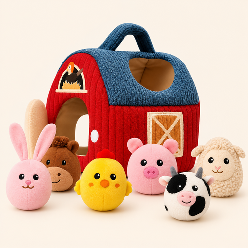 Plüsch-Bauernhof für Babys mit sechs Kuscheltieren