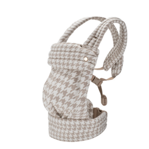 Die Babytrage in Beige mit Hahnentrittmuster