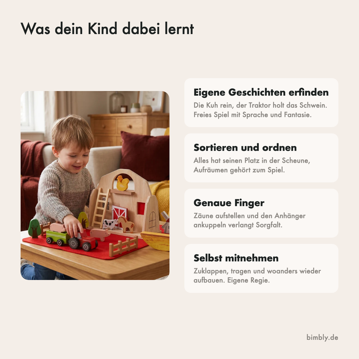 Die geöffnete Scheune mit Leiter und Mühle