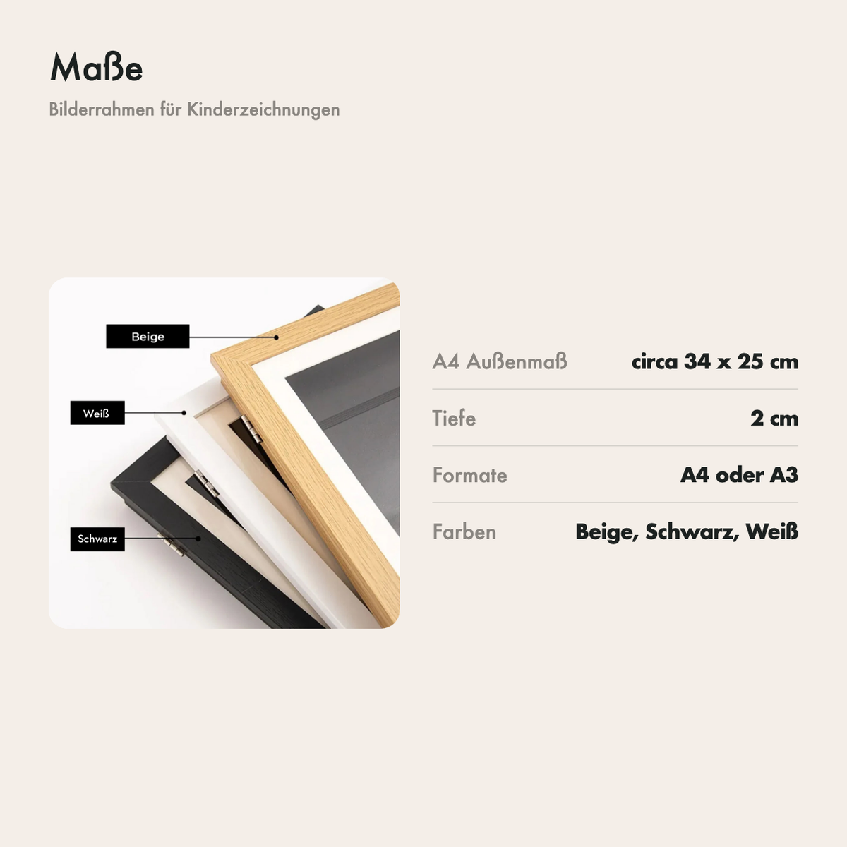Maße des Bilderrahmens: A4 circa 34 x 25 cm und 2 cm tief