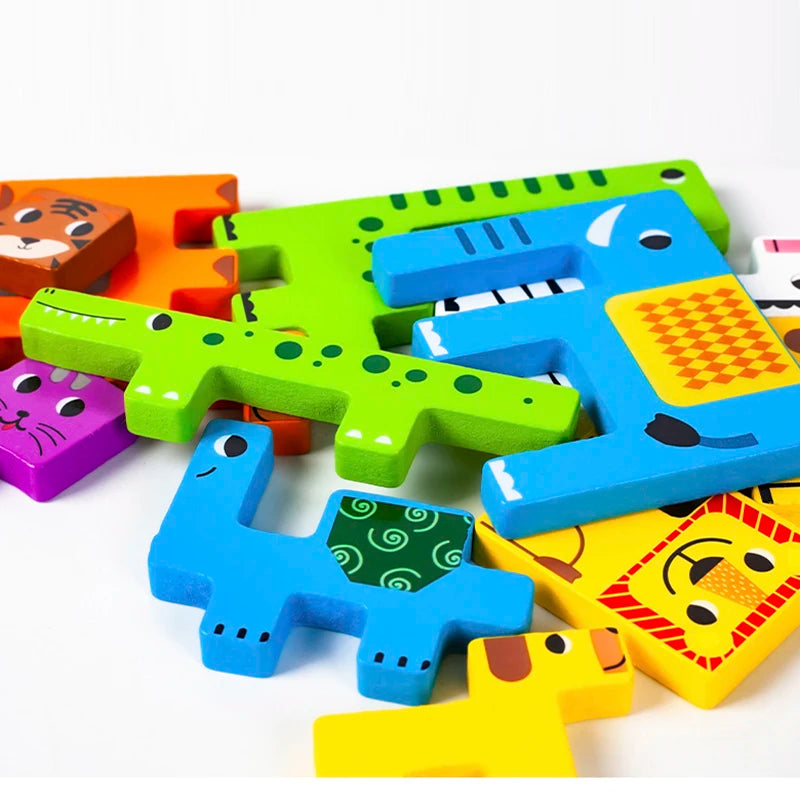 Detail der einzelnen Holzpuzzleteile
