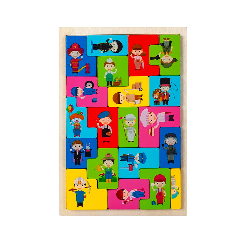 Einlegepuzzle aus Holz mit dem Motiv Berufe