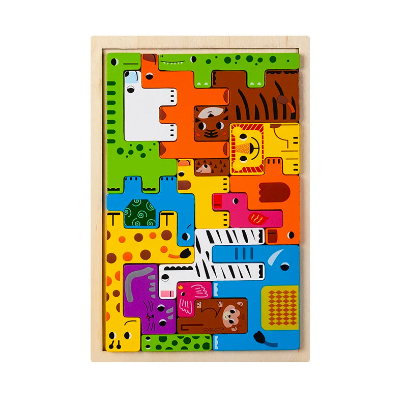 Einlegepuzzle aus Holz mit dem Motiv Tierwelt