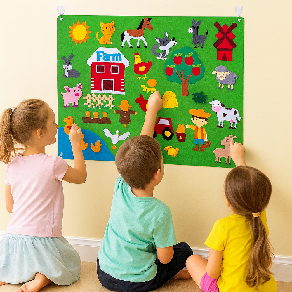 Filz Spielmatte von 105 x 75 cm mit Figuren zum Erzählen