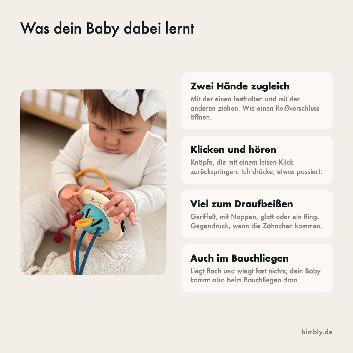 Was dein Baby mit dem Greifling lernt: ziehen, klicken, fühlen und beißen