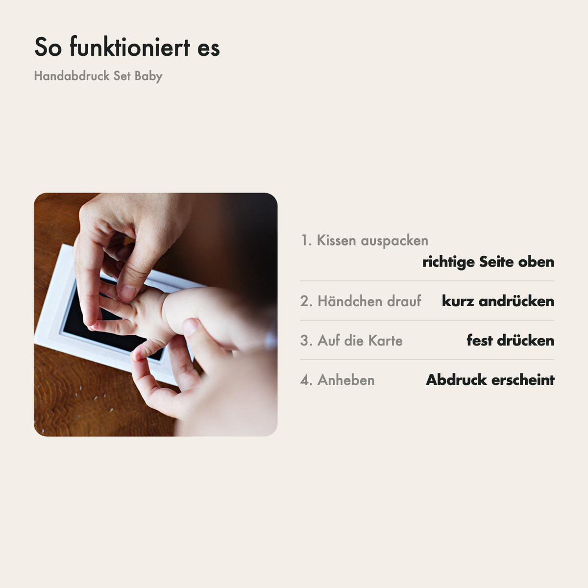 So funktioniert das tintenfreie Abdruckset in vier Schritten