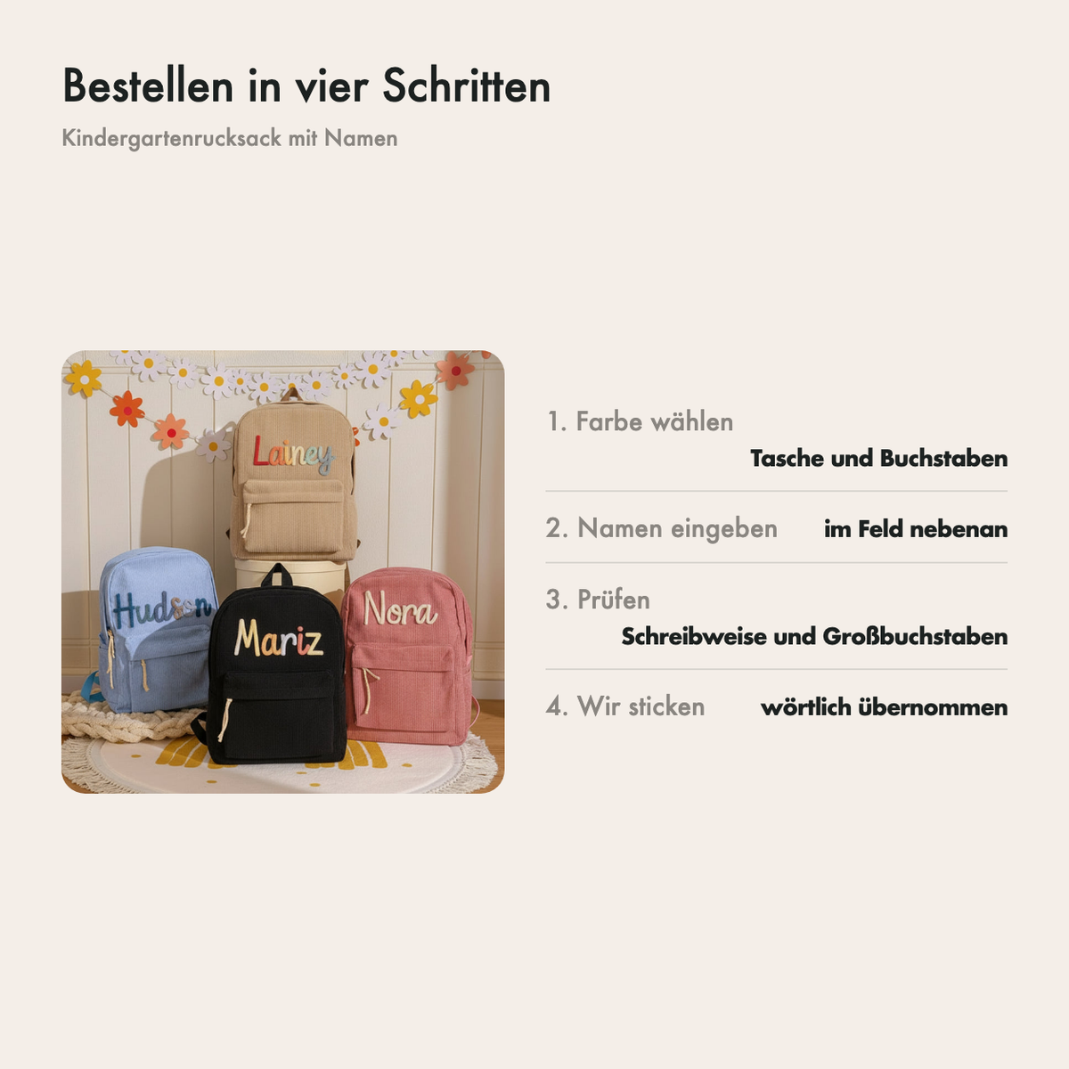 So lässt du den Rucksack in drei Schritten personalisieren