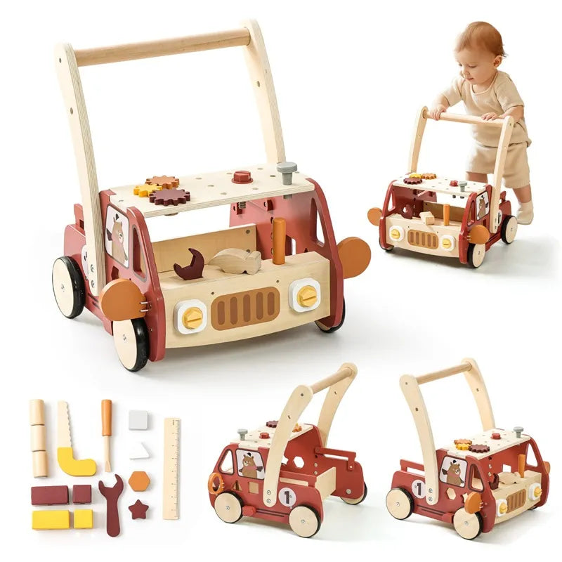 Der Lauflernwagen mit dem passenden Holzwerkzeug und den losen Teilen