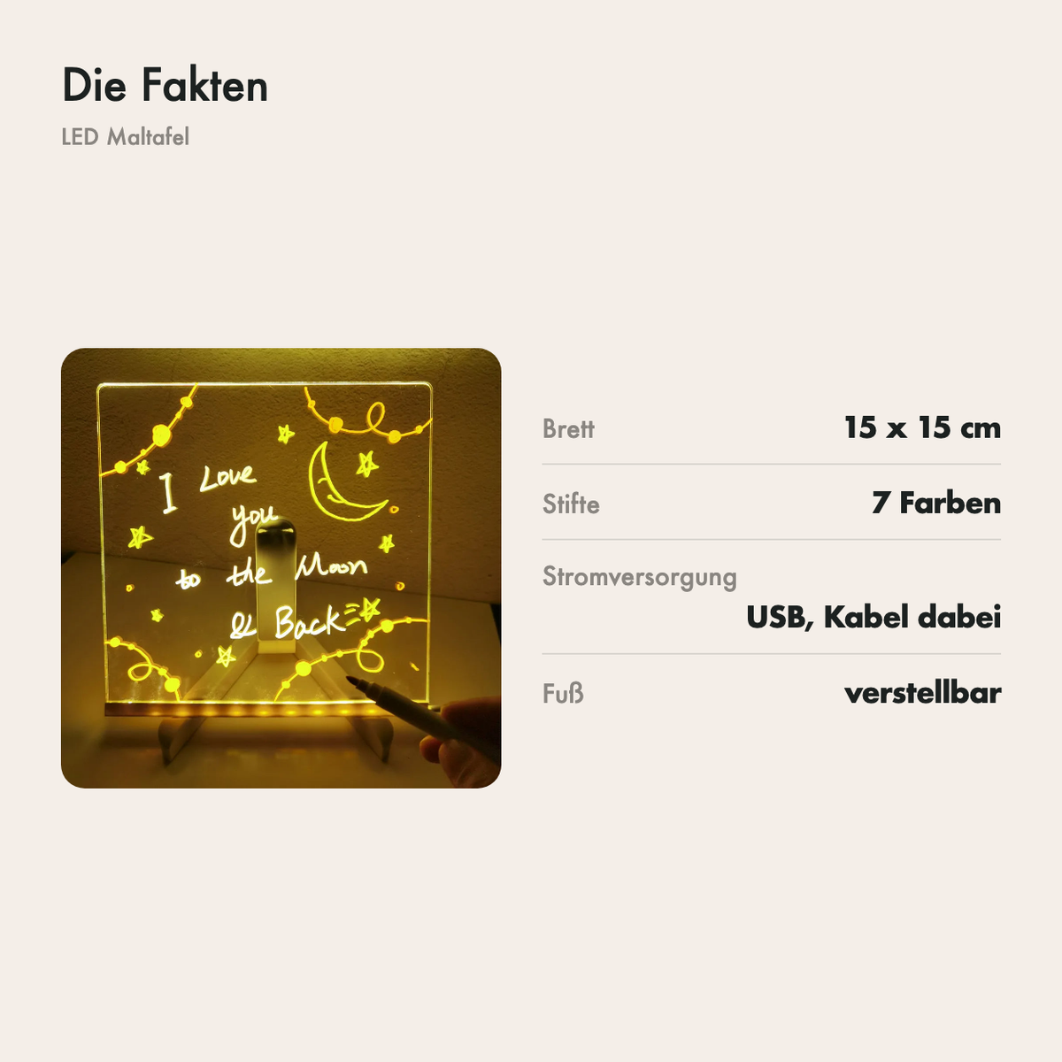 Maße der Maltafel: 15 x 15 cm