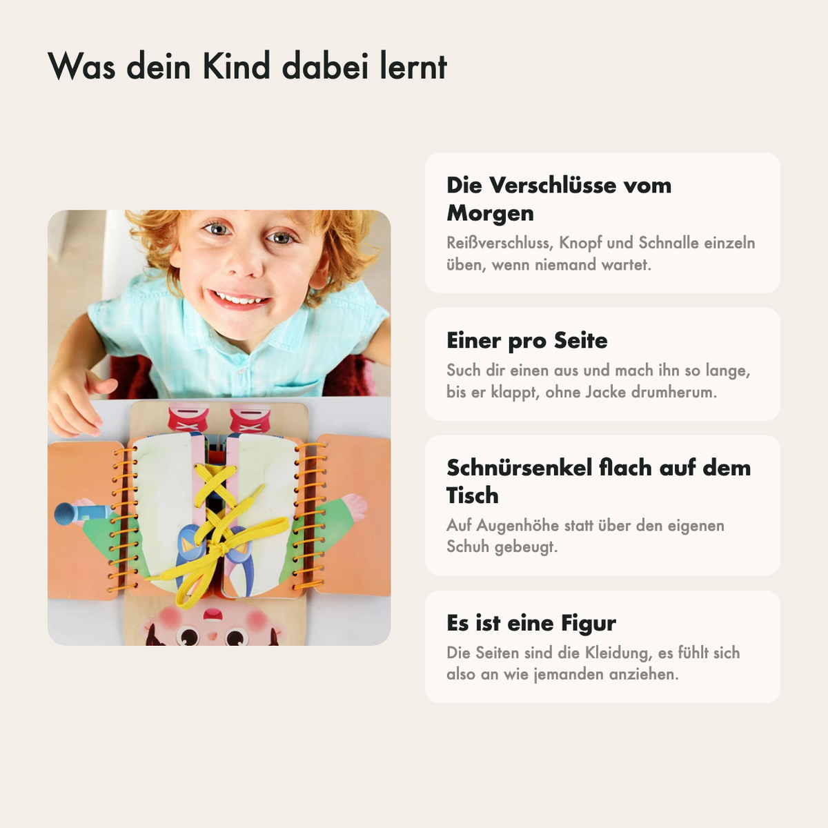 Das Buch hat die Form eines Kindes mit Gesicht
