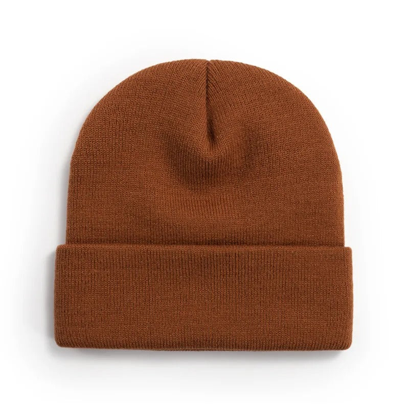 Braune Beanie mit Umschlag