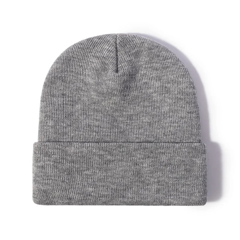 Meliert graue Beanie mit Umschlag