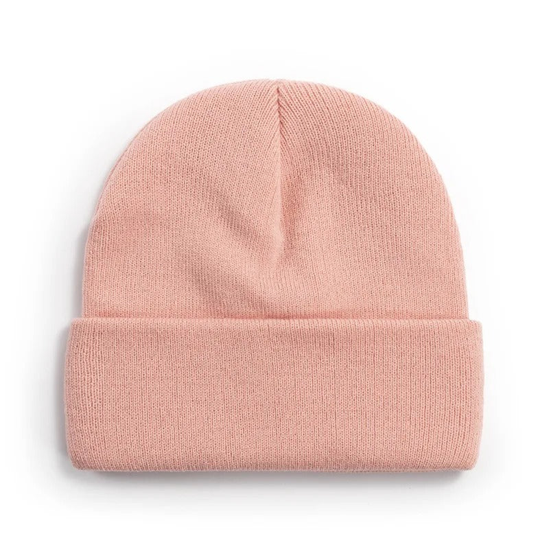 Rosa Beanie mit Umschlag