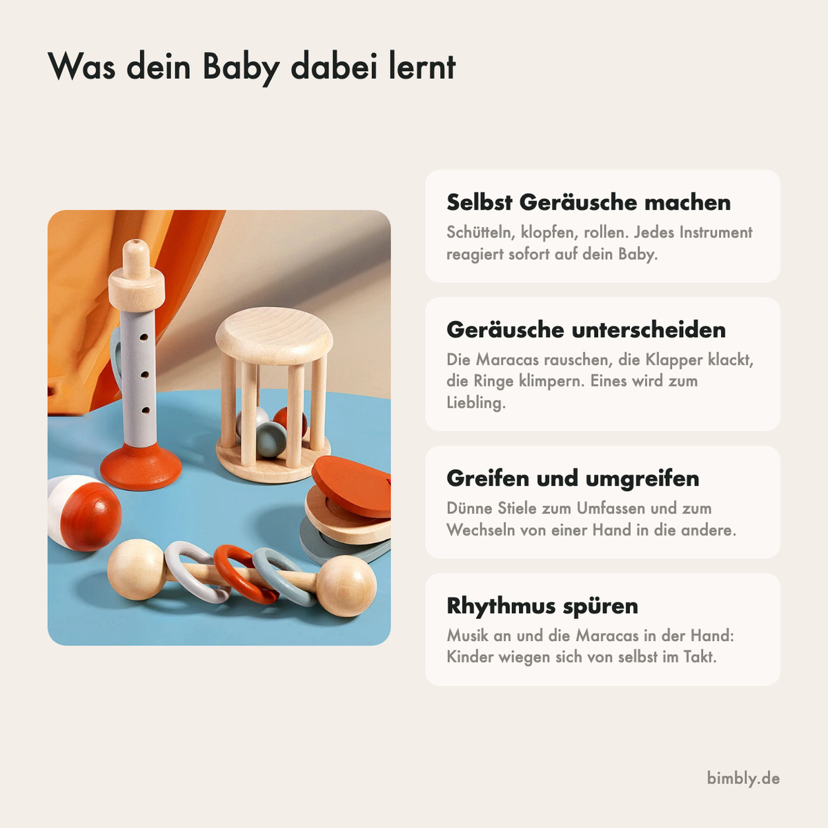 Was dein Baby mit dem Musikset lernt: Geräusche machen, Rhythmus fühlen, greifen und Klänge unterscheiden