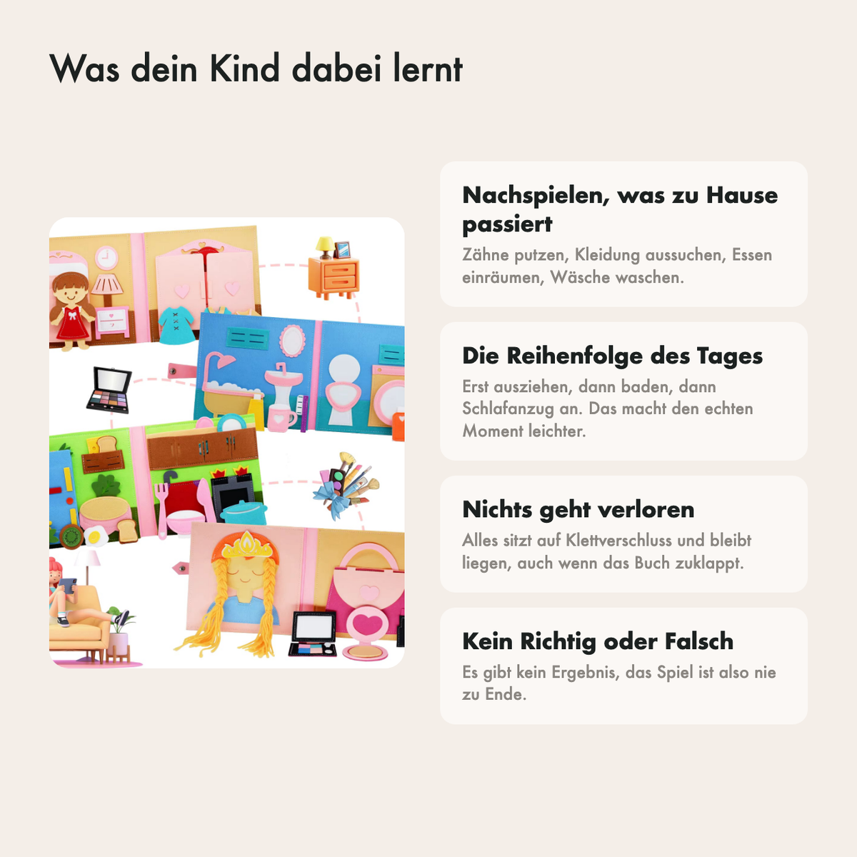 Das zugeklappte Quiet Book mit Schlaufe zum Mitnehmen