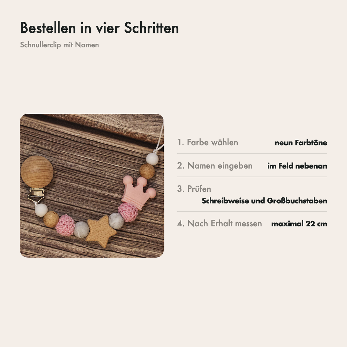 So bestellst du den Schnullerclip in vier Schritten