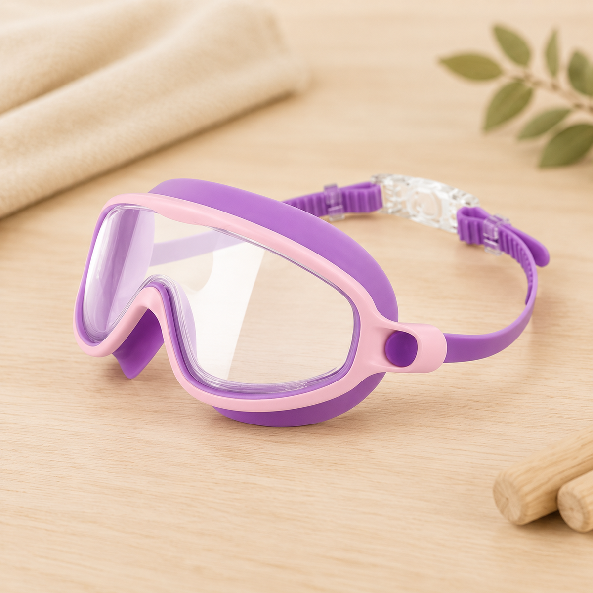 Schwimmbrille für Kinder in Rosa mit verstellbarem Silikonband