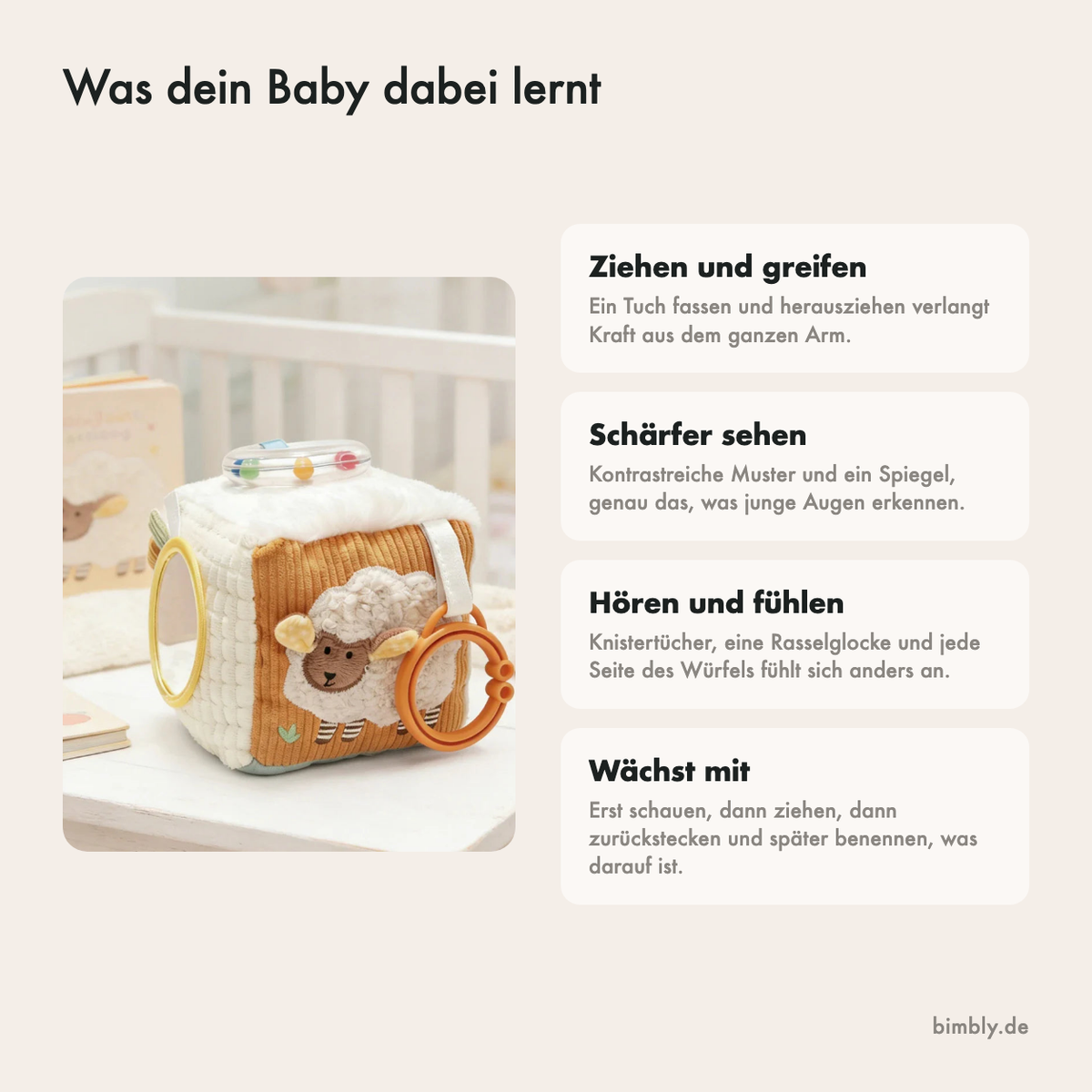 Was dein Baby mit der sensorischen Tücherbox lernt: ziehen, schauen, fühlen und Geräusche entdecken