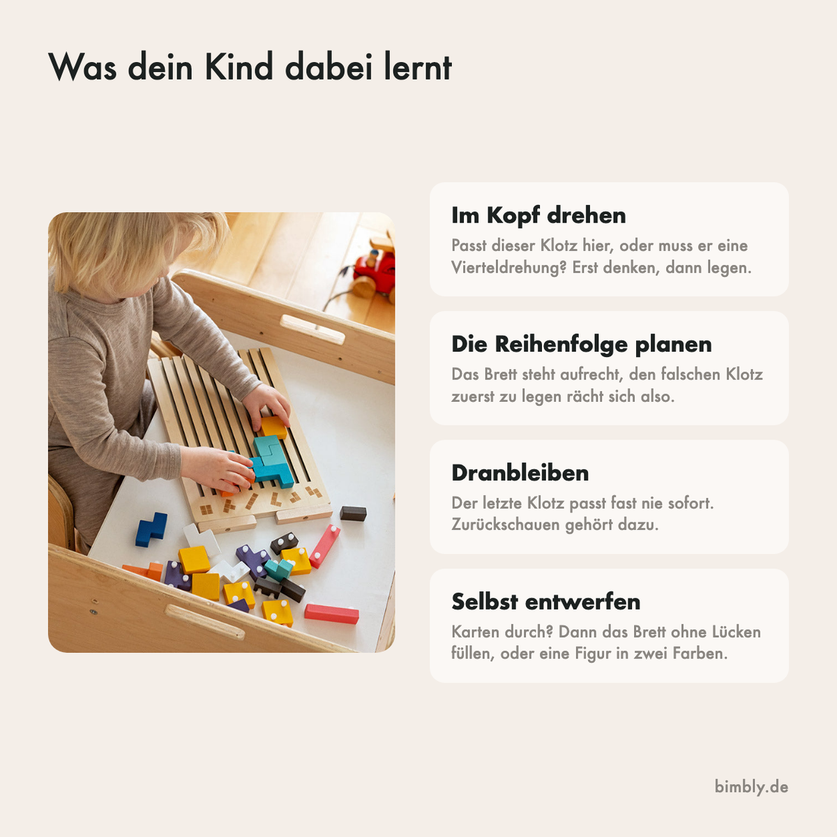 Was dein Kind mit dem Holzpuzzle lernt: vorausdenken, im Kopf drehen, dranbleiben und selbst ausdenken